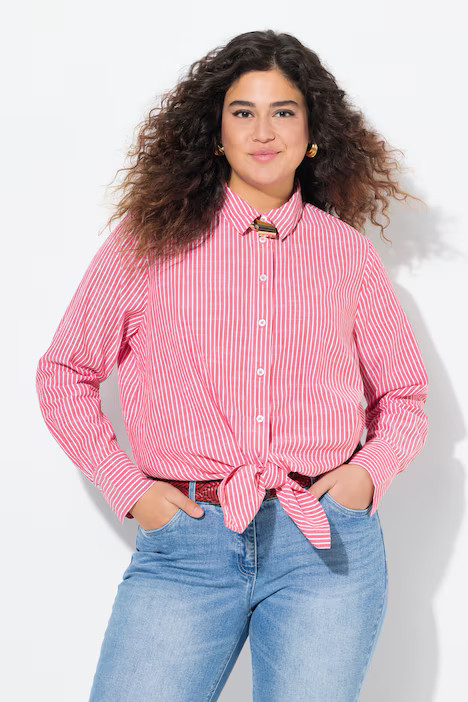 Pinstripe Button-Down Tunic Blouse | Ulla Popken - US