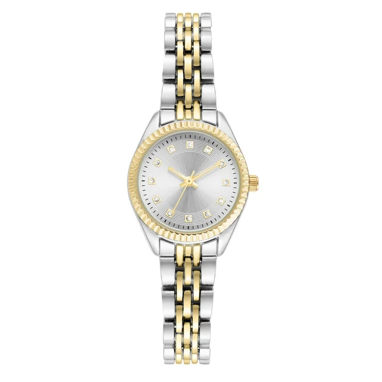 Time and Tru Two-Tone Metal Bracelet Women's Watch | Walmart (US)