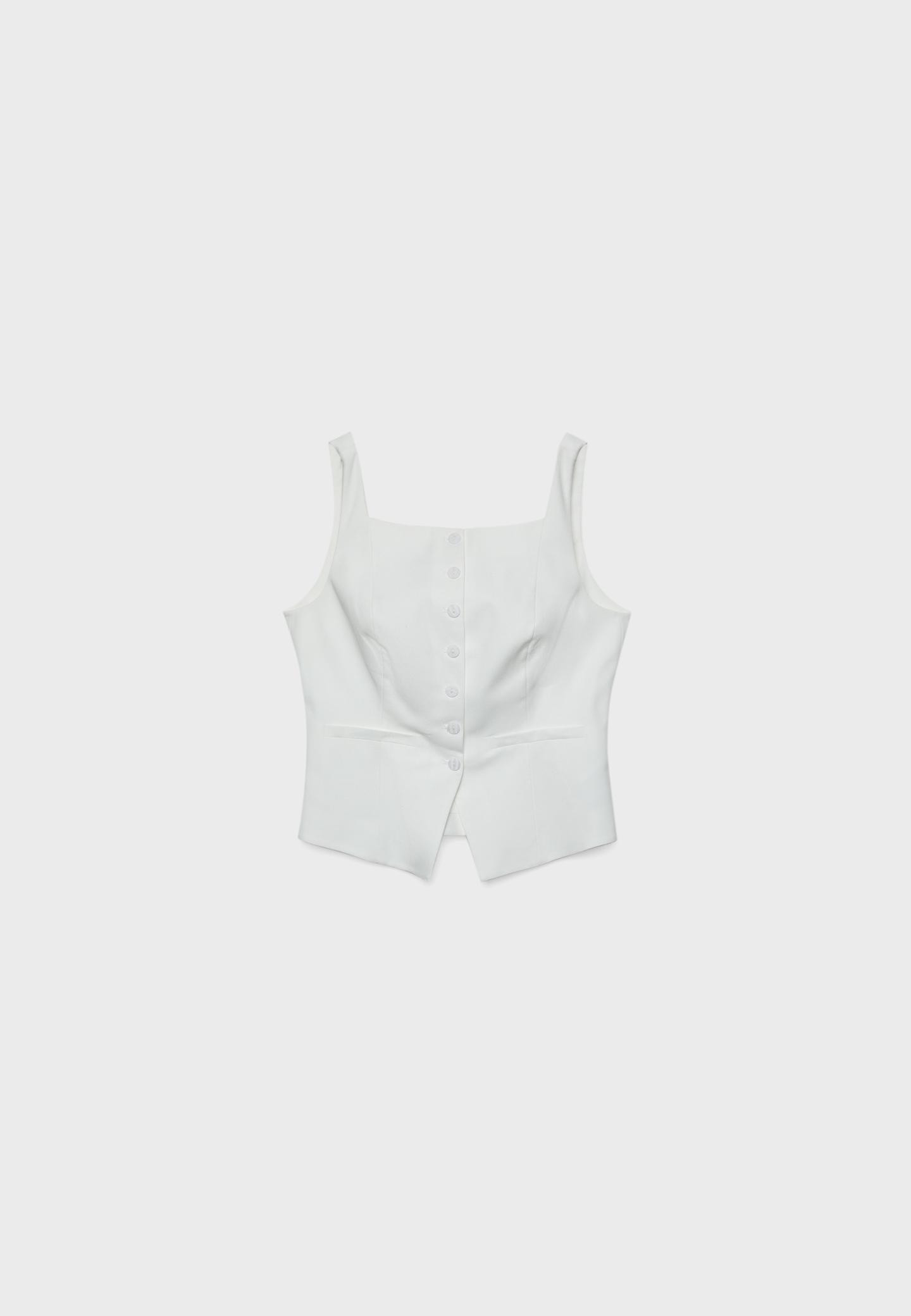 Linen blend medium waistcoat with tie detail | Stradivarius (UK)