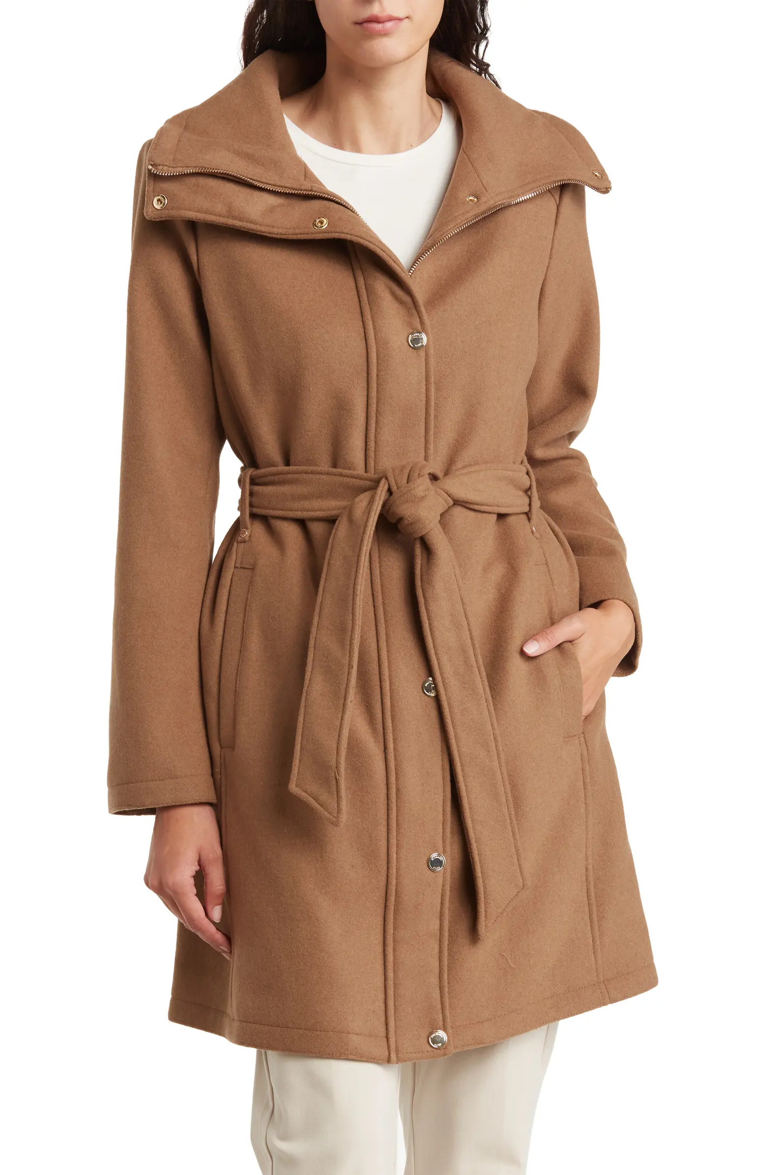 Belted Wool Blend Coat | Nordstrom Rack
