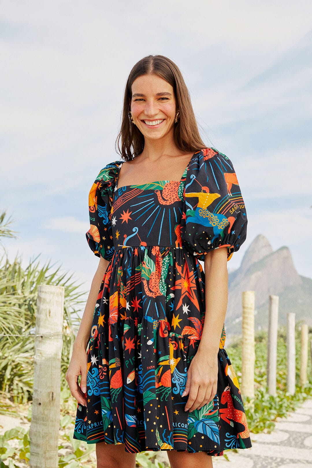 zodiac organic cotton mini dress | FarmRio (US)