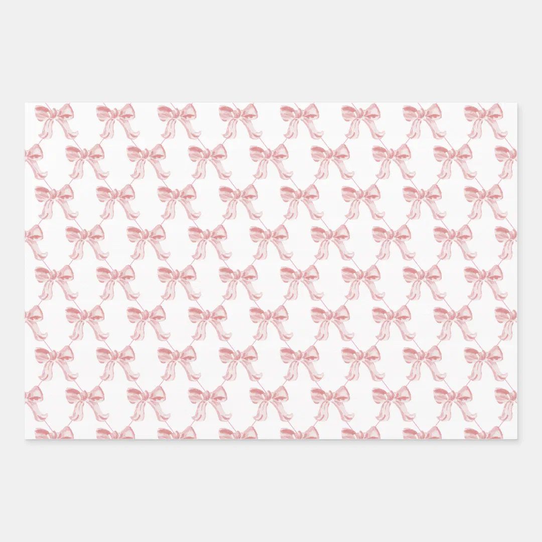 Pink Bows 19" x 29" Wrapping Paper 3 Sheets, Matte | Zazzle | Zazzle