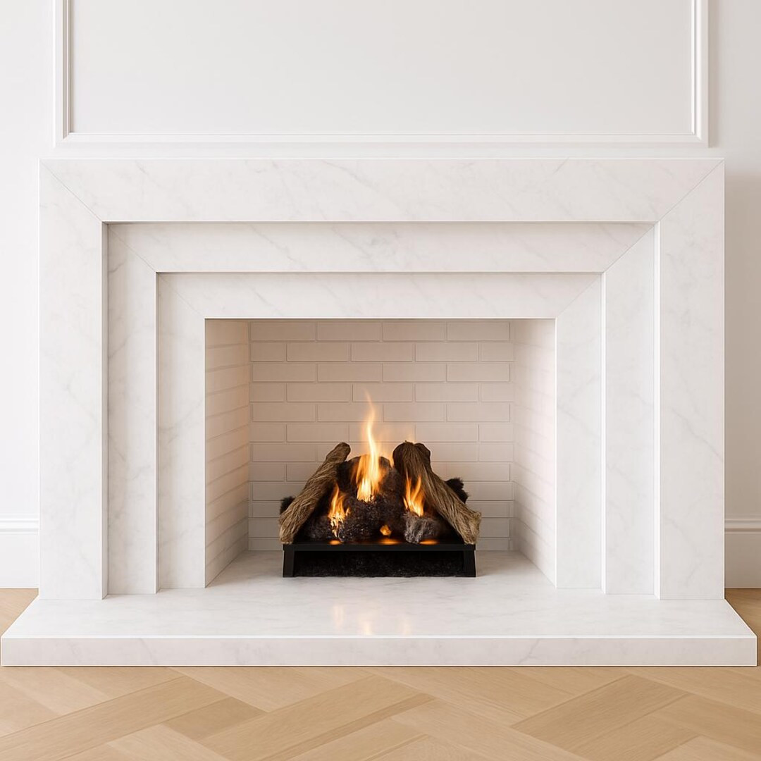 White Marble Fireplace Mantel: Luxury Modern Fire Surround, Custom Size - Etsy | Etsy (US)