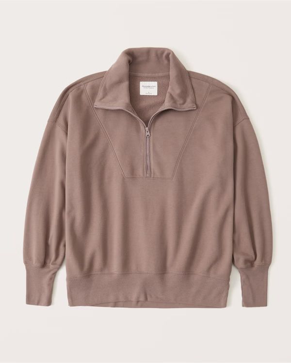 Split-Hem Tunic 3/4-Zip Sweatshirt | Abercrombie & Fitch (US)