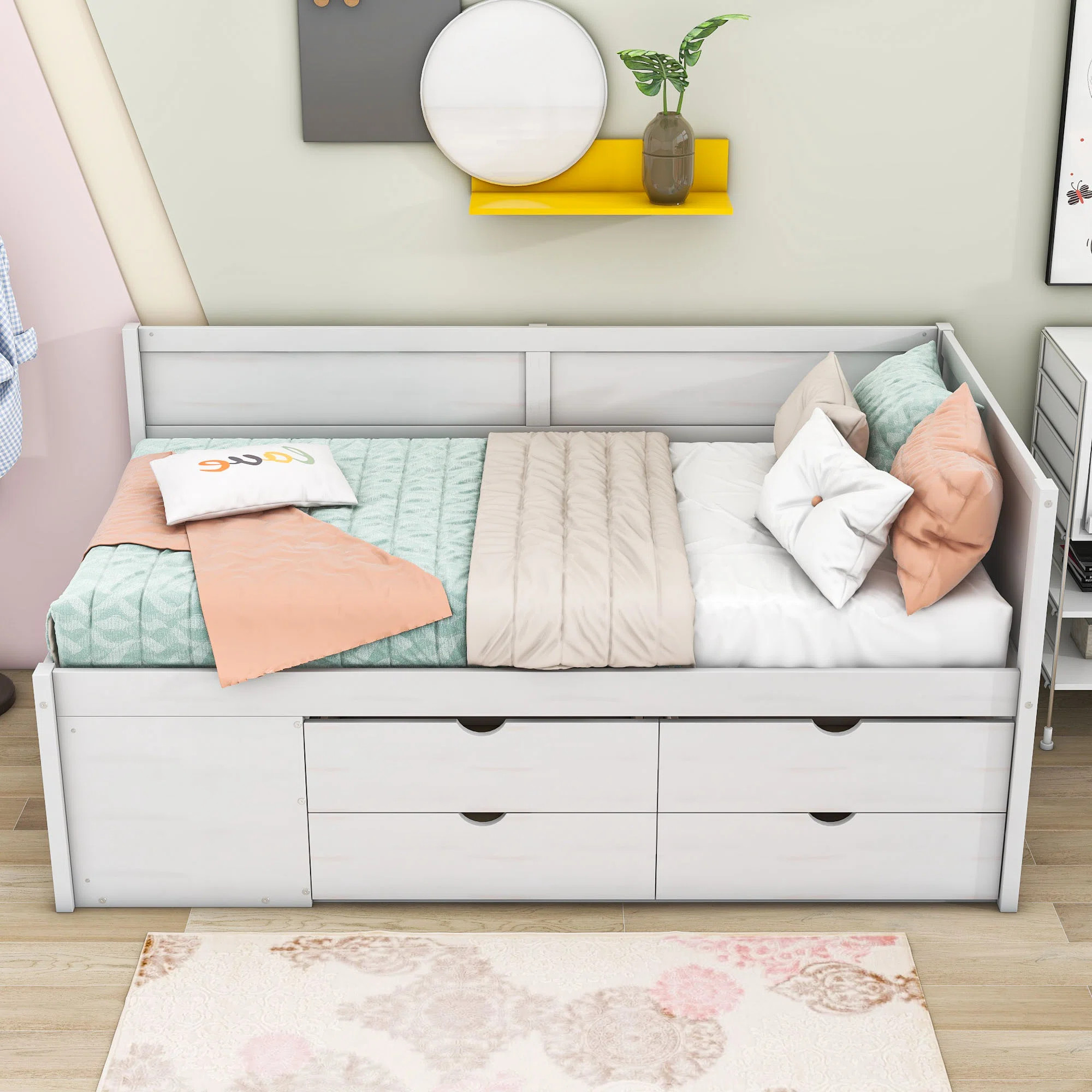 Wood Daybed with Drawers and Shelves | Wayfair North America