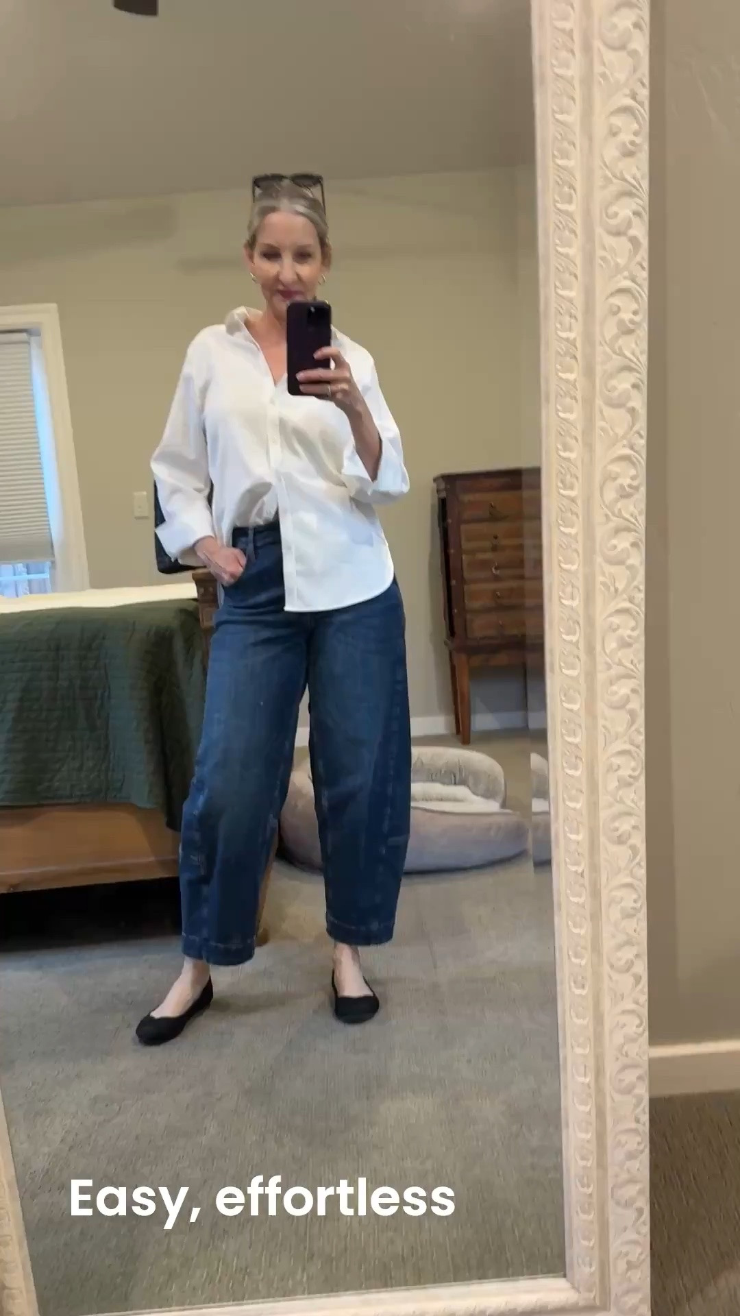 Simple effortless ootd. #minimaliststyle #capsulewardrobe #keepitsimple #whiteshirt #barreljeans

#LTKdayinmylife #LTKgrwm #LTKootd