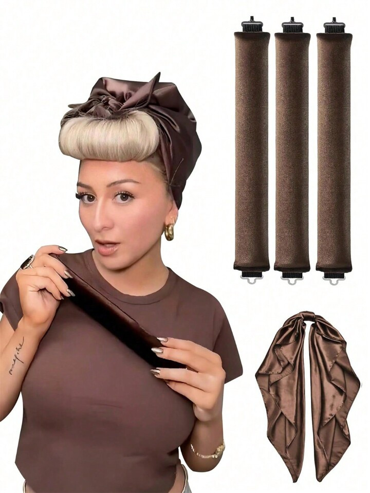 3pcs/4pcs No-Heat Curling Rods, Rubber Heatless Curler Wave Sleeping Curl Formers Leopard Print | SHEIN