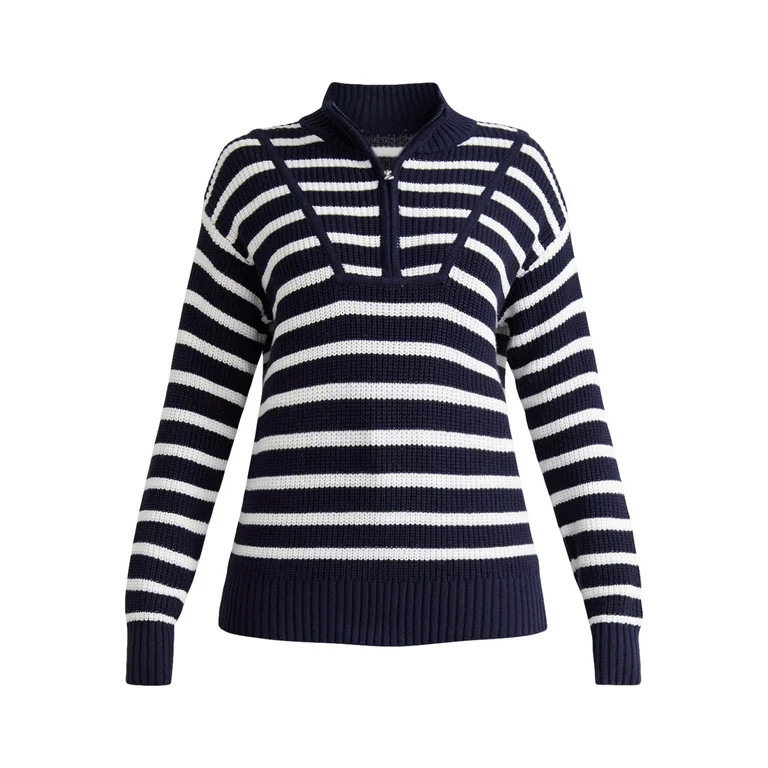 Time and Tru Women's Half Zip Pullover Sweater, Midweight, Sizes XS-XXXL | Walmart (US)