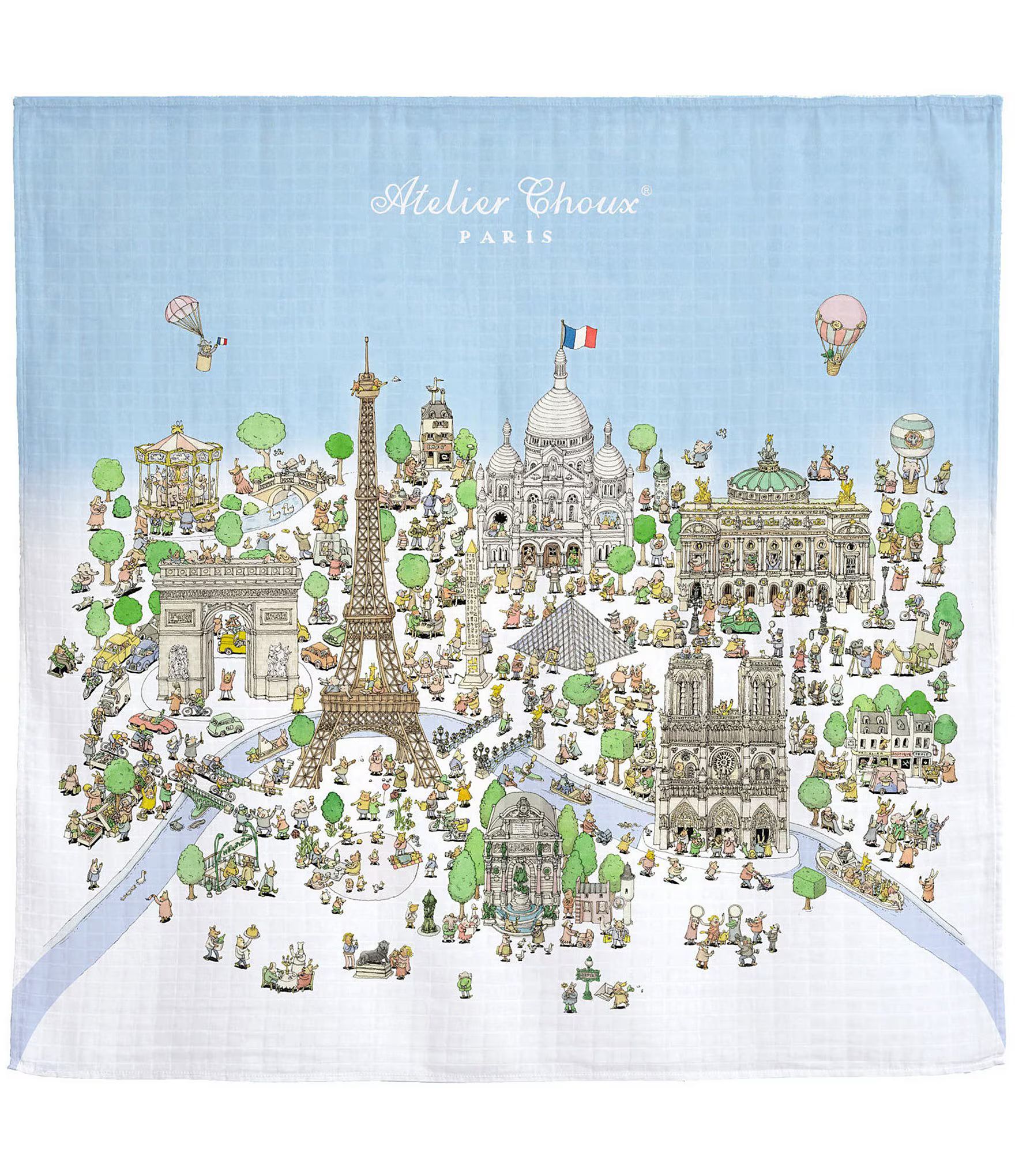 Atelier Choux Paris Organic Cotton Atelier Choux's Paris Print Swaddle Blanket with Gift Box | Di... | Dillard's