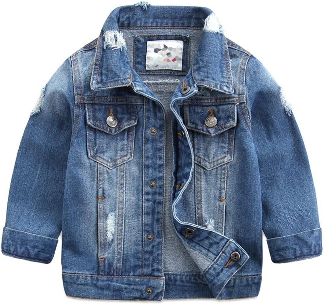 Baby Boys' Basic Denim Jacket Button Down Jeans Jacket Top | Amazon (US)