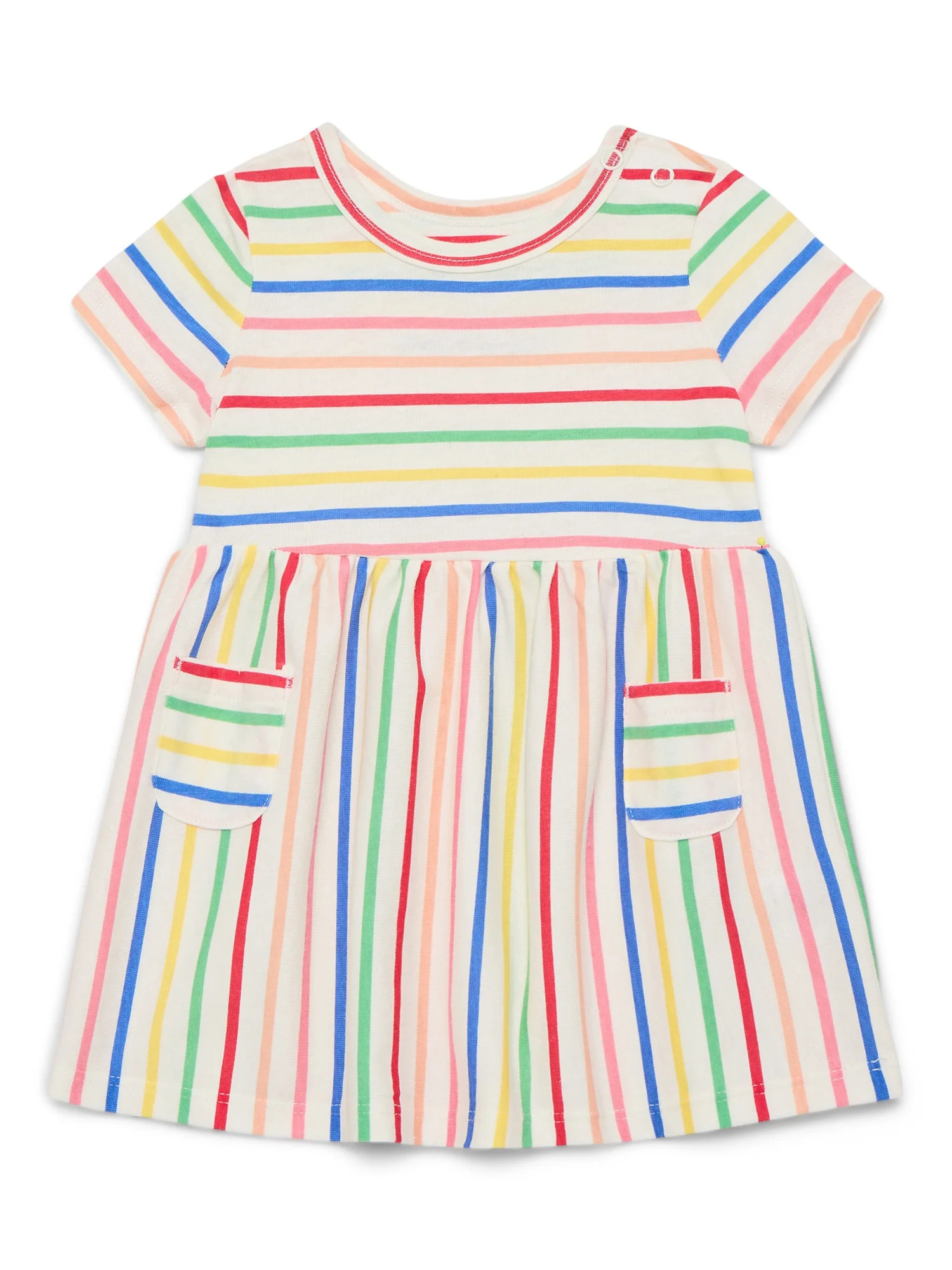 Wonder Nation Baby Girl Short Sleeve Dress, Sizes 0-24 Months | Walmart (US)