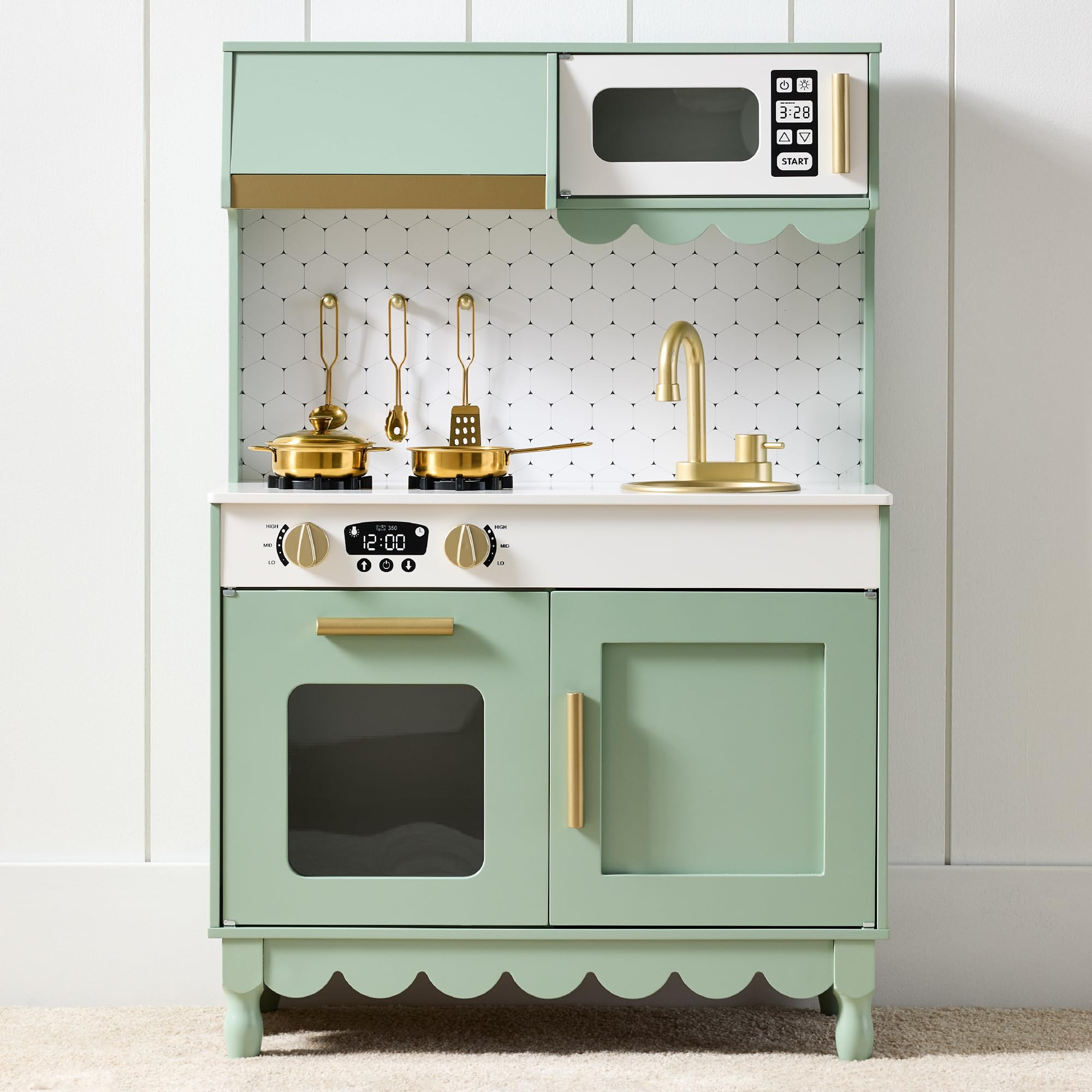 Best Choice Products Wooden Pretend Play Cottage Kitchen Kids Toy w/Storage, Scalloped Edge, 5 Ac... | Amazon (US)