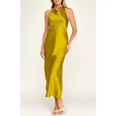 Socialite Racerback Satin Dress in Chartreuse at Nordstrom, Size X-Small | Nordstrom
