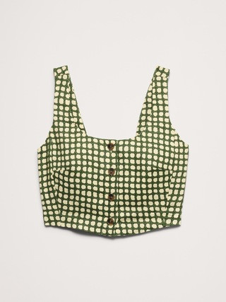 Linen Square-Neck Cropped Tank | Banana Republic (US)