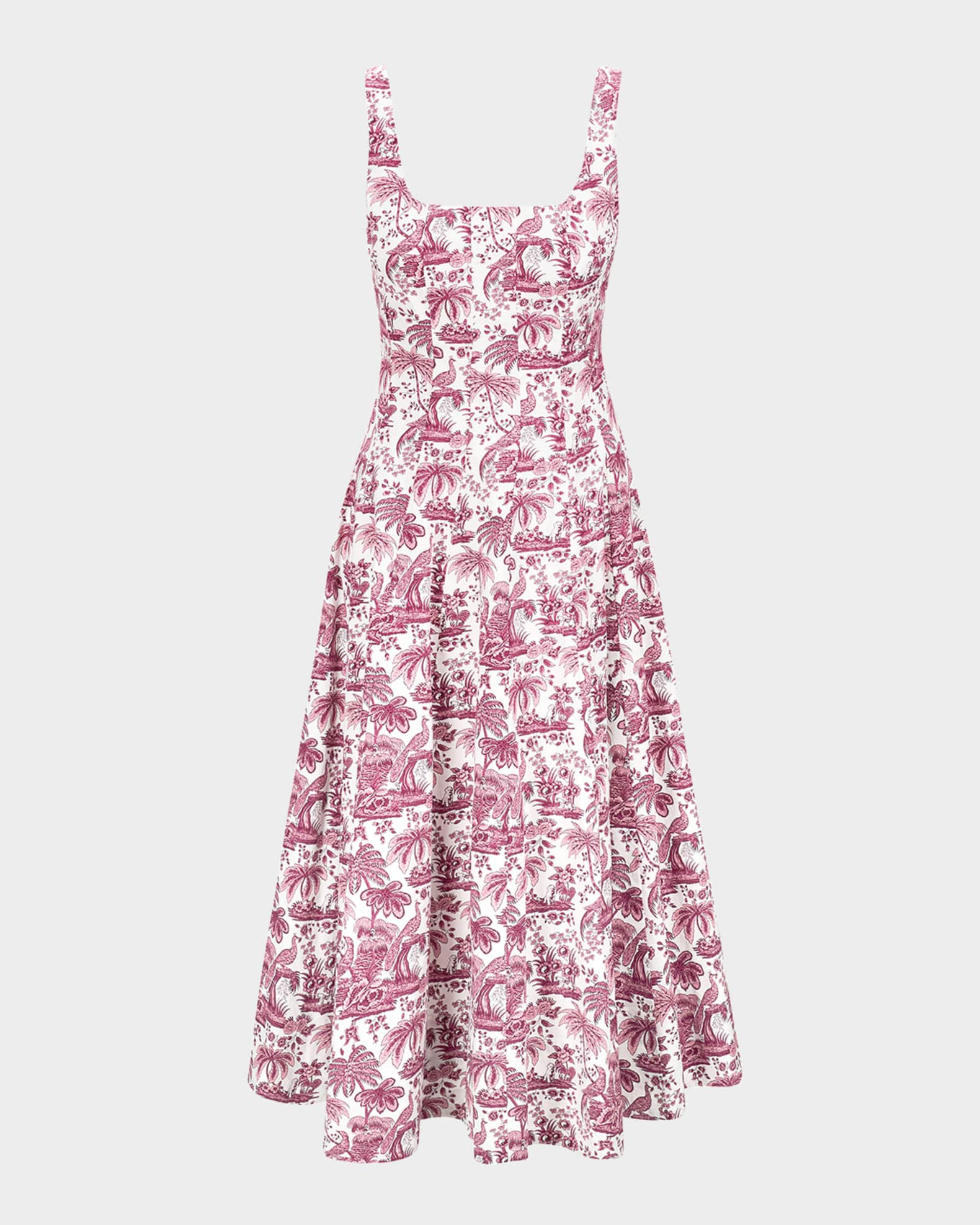 STAUD Bordeaux Toile Wells Midi Dress | Neiman Marcus