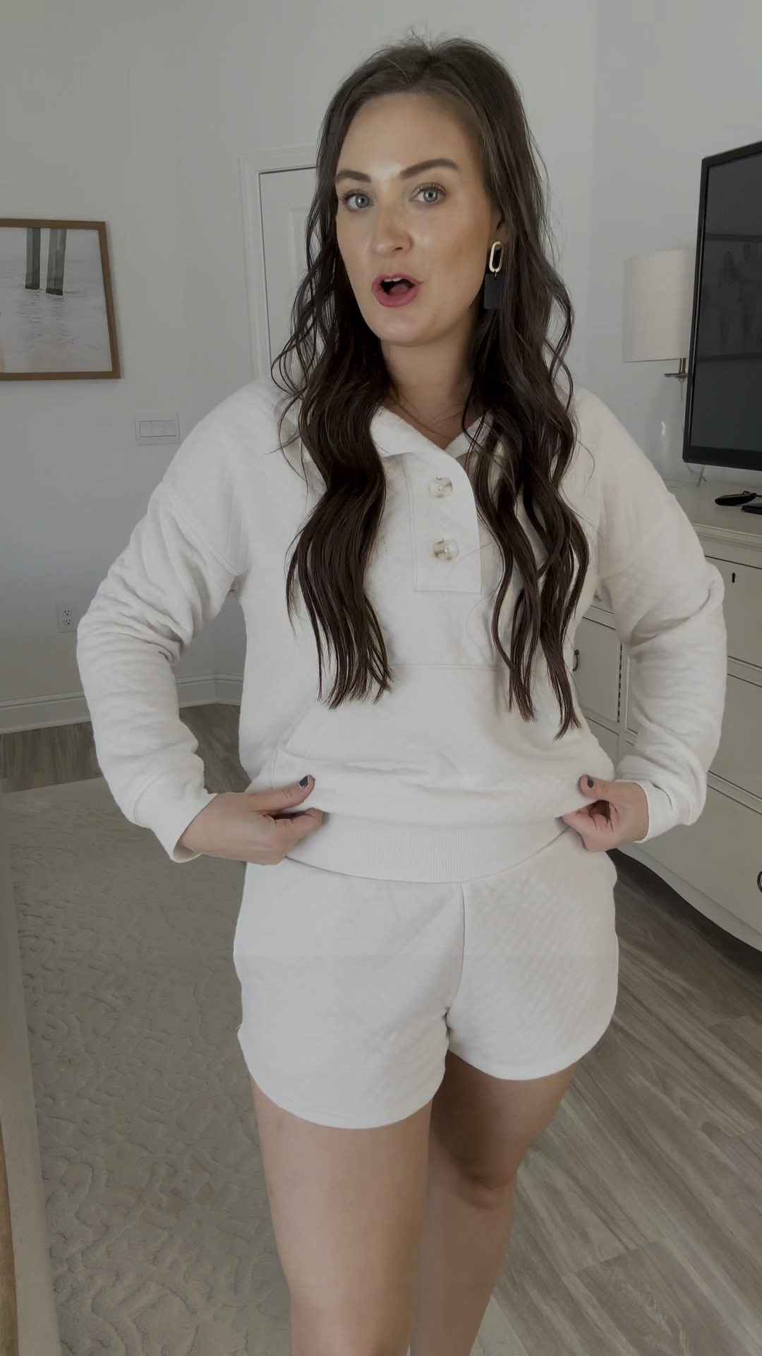 The SOFTEST, coziest Target jammies! So cute for a loungewear set as well. Shirt is little more oversized fit than the shorts. I'm wearing a medium. Be sure to check out the PERFECT lounge/sleep bra too that I linked! Wearing medium in bra. 

#LTKfindsunder50 #LTKfitness #LTKVideo