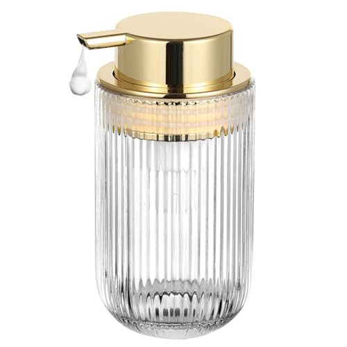 HiBidder Glass Foaming Soap Dispenser with Gold Pump, Foam Hand Soap Dispenser for Bathroom, Kitchen, Modern Home Decor （Foam Type/Clear） B030 | Amazon (US)
