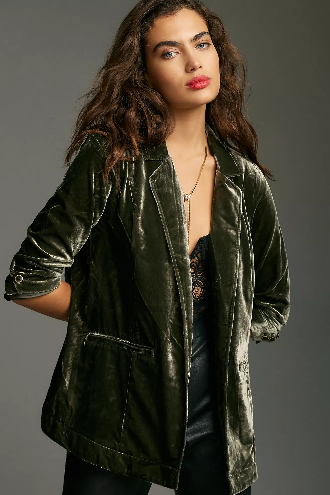 By Anthropologie Velvet Tulip-Back Blazer | Anthropologie (US)