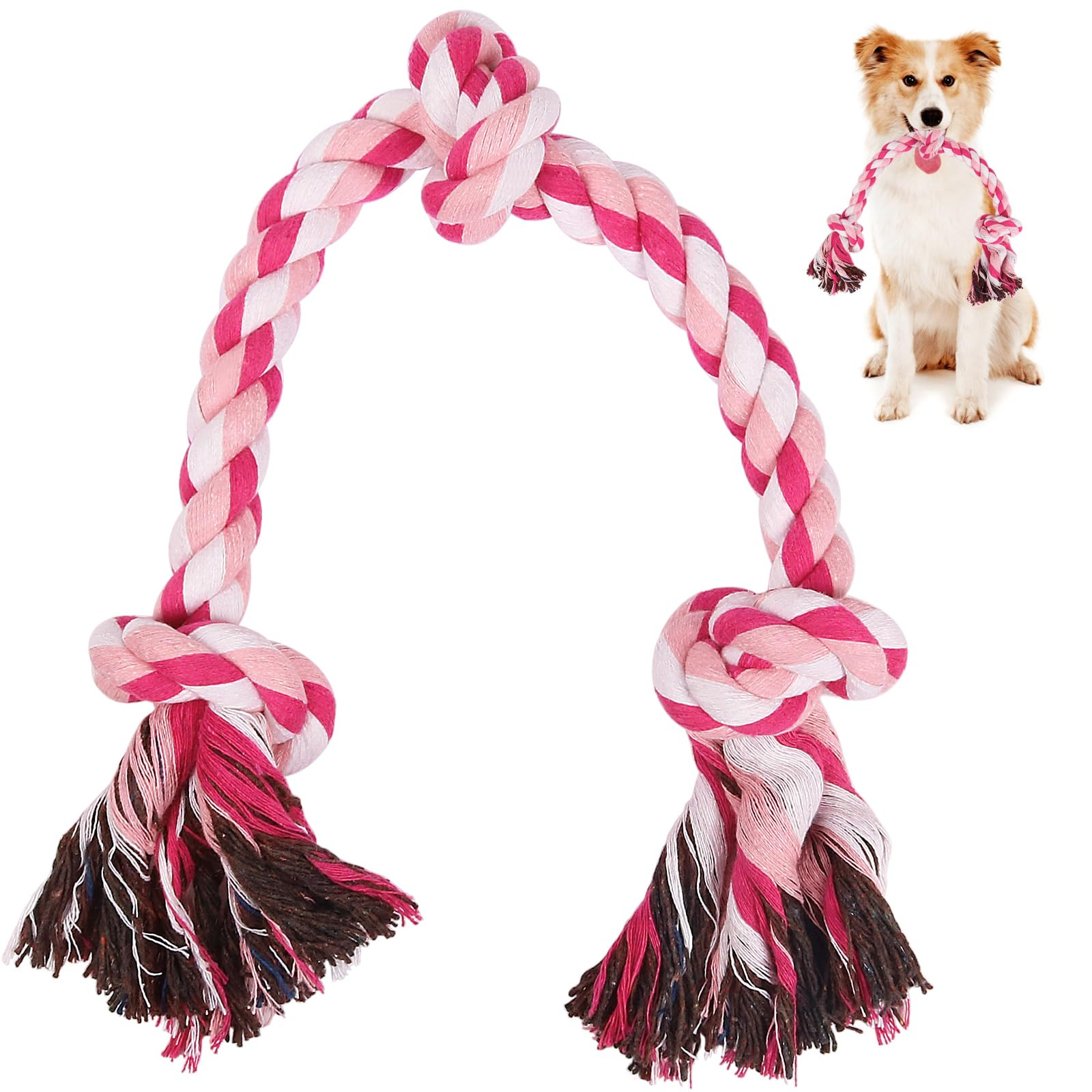 SZEE Dog Rope Toys, 24 in 3 Knots Chew Rope for Small, Medium and Large Dogs, Natural Cotton Pet ... | Amazon (US)