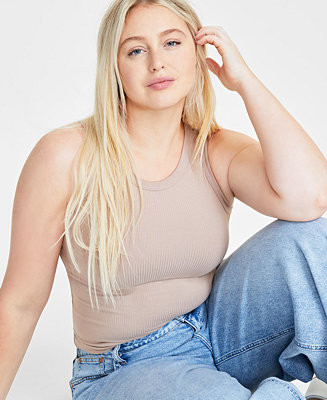 On 34th Women's Ribbed High-Neck Tank Top, XXS-4X, Created for Macy's - Macy's | Macy's