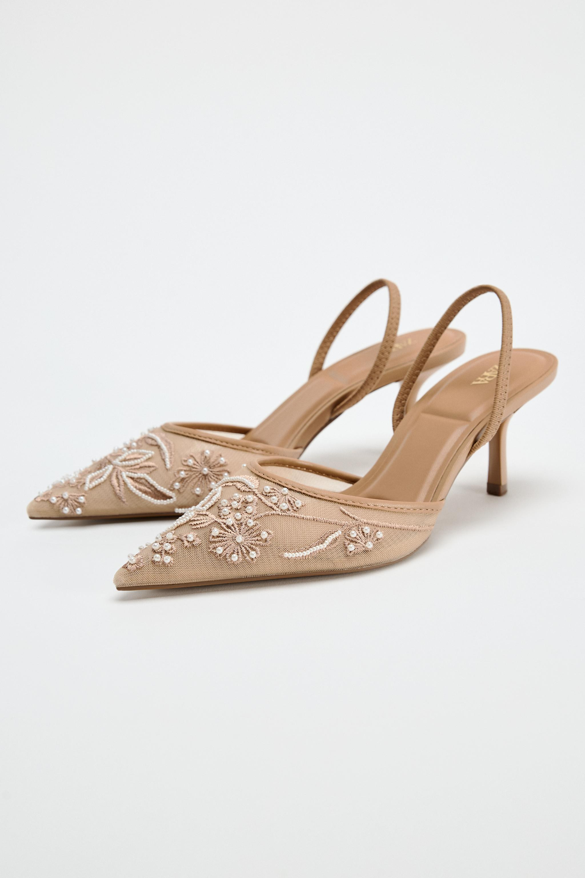 SLINGBACK SHOES WITH EMBROIDERED MESH | Zara UK