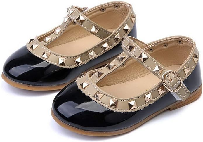 Beautoday Girls Princess Shoes Mary Jane Ballet Flat Dress Shoes T-Strap Rivet Studded (Toddler/L... | Amazon (US)