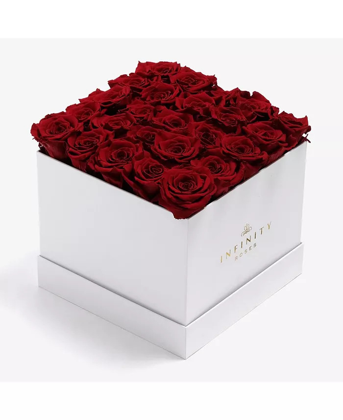 Infinity Roses Square Box of 25 Red Real Roses Preserved to Last Over a Year - Macy's | Macy's