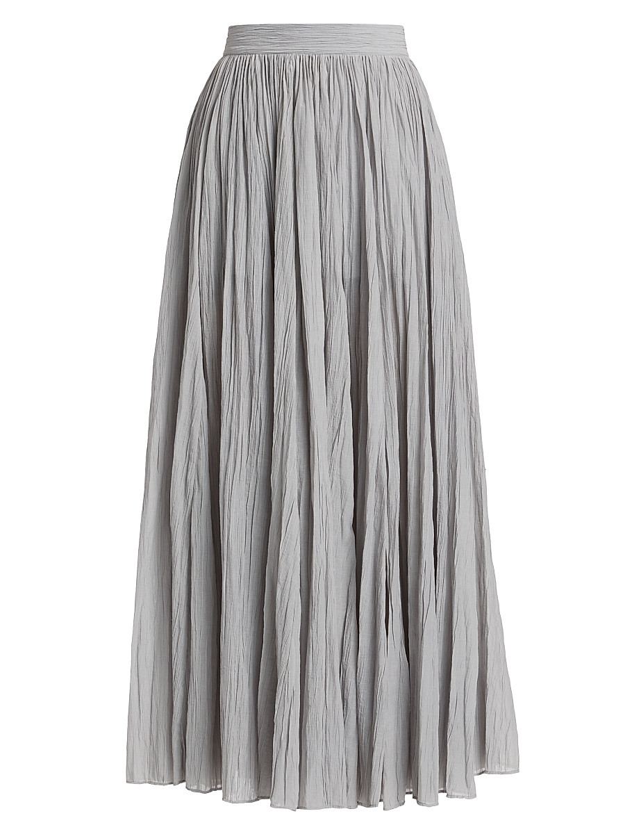 Women's Crinkled Cotton Plissé Maxi Skirt - Pale Grey - Size 6 | Saks Fifth Avenue
