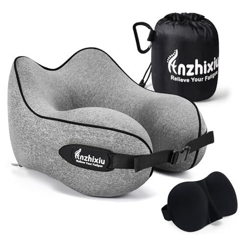anzhixiu Travel Pillow- Neck Pillow Airplane, Size L for People Over 190, Unique Neck and Head Back Support Travel Pillow for Traveling Sleeping Airplanes,Memory Foam Filling, Grey | Amazon (US)