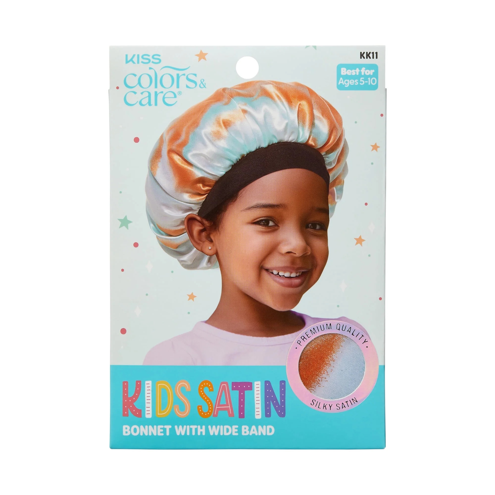 KISS Colors & Care Kids High Quality Satin Wide Band Bonnet – Tie Dye Orange Blue | Walmart (US)
