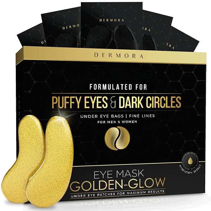 DERMORA Golden Glow Under Eye Patches (15 Pairs Eye Gels) - Rejuvenating Treatment for Dark Circl... | Amazon (US)