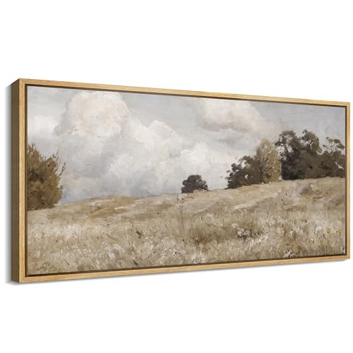 SIGNFORD Extra Large Framed Canvas Print Wall Art Rustic Countryside Landscape Illustrations Modern Art Relax/Calm Warm for Living Room, Bedroom, Office - 60"x30" | Amazon (US)