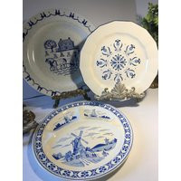 Vintage Blue & White Mix Match | 3 Large Plates, Mixed Lot 3 Decorative Wall Decor English Country Style Plates | Etsy (US)