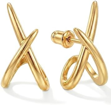Gold Earrings for Women Trendy,14K Gold Stud Earrings Dainty Earrings Simple Minimalist Gold Earr... | Amazon (US)