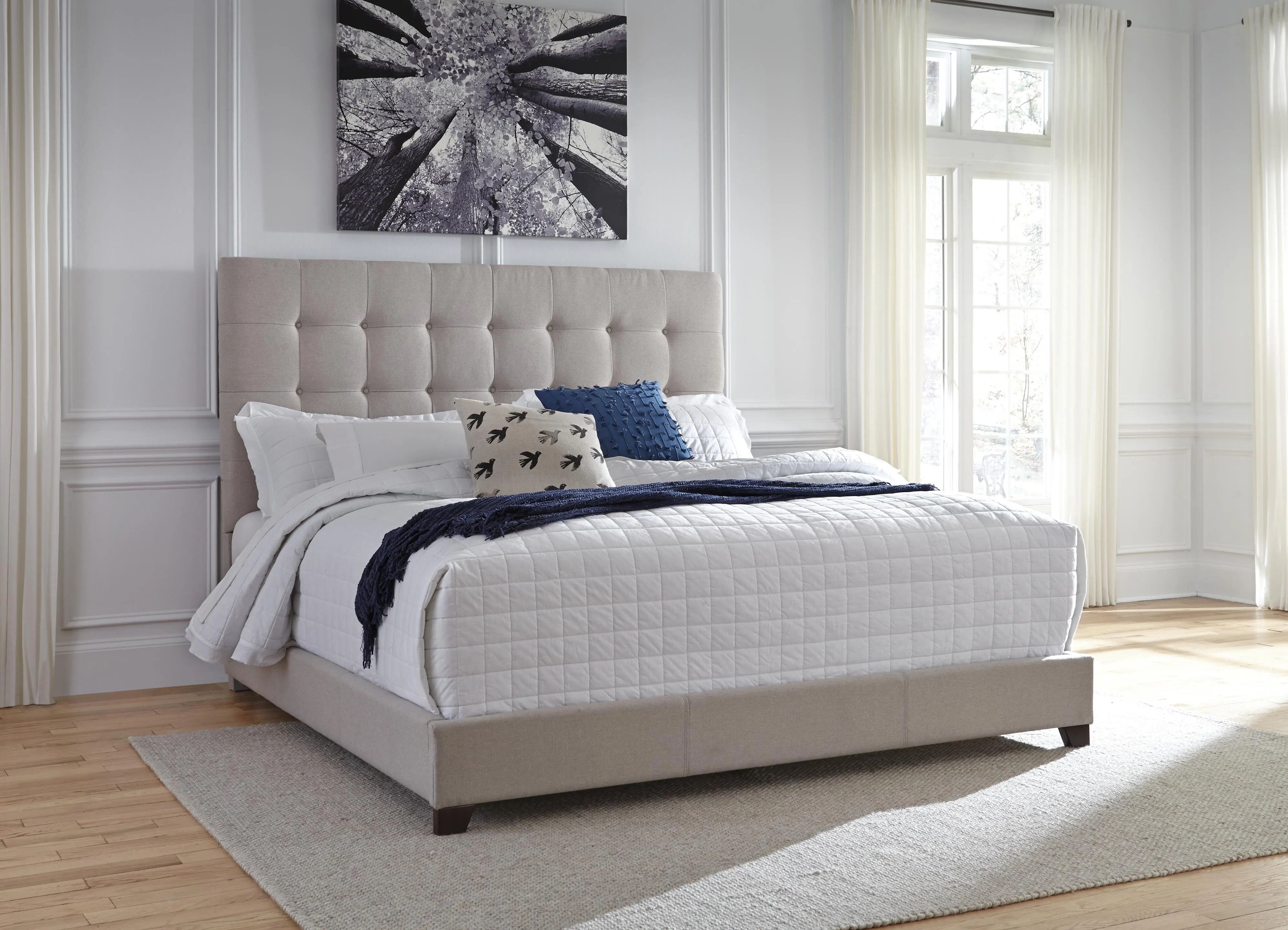 Dolante King Upholstered Bed with Square Button Tufting | Ashley