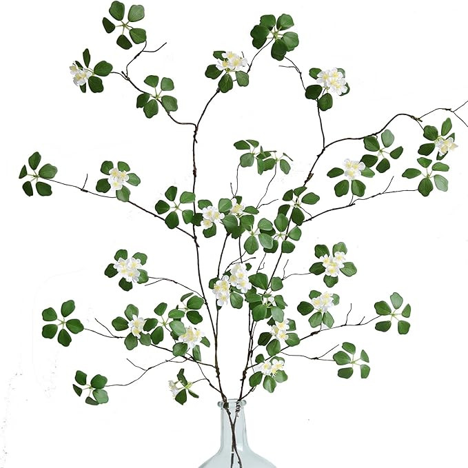 Htmeing 2PCS Artificial Greenery Stems Plants Faux Leaf with Flowers for Home Party Wedding Sprin... | Amazon (US)