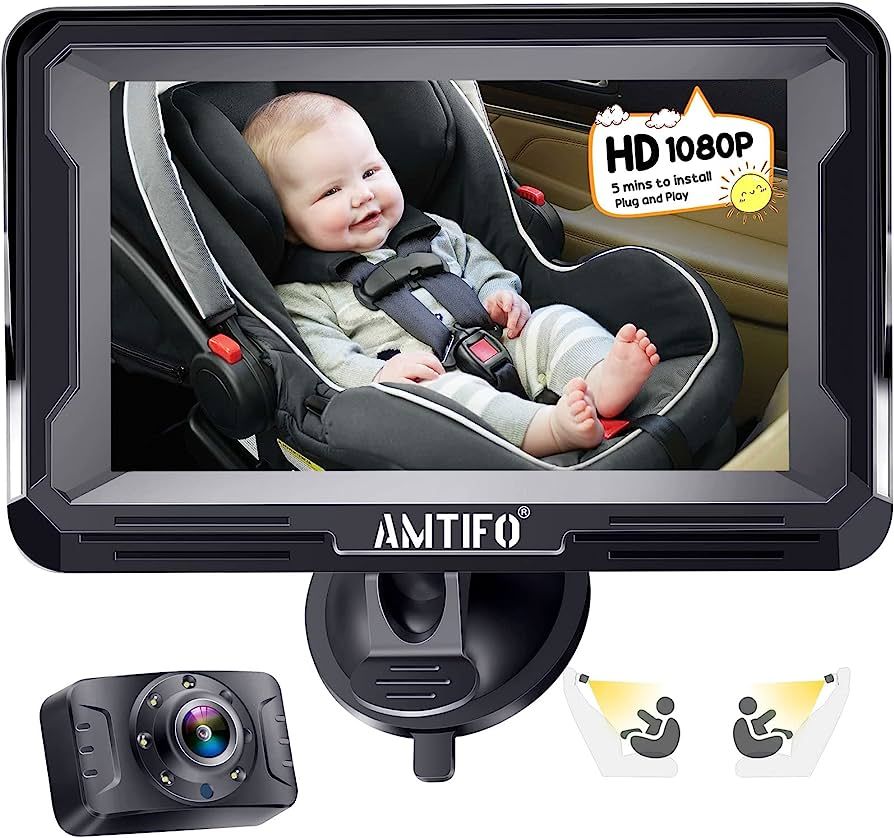 AMTIFO Baby Car Camera with Display Clear Night Vision HD 1080P Baby Car Mirror Rear Facing Car S... | Amazon (US)