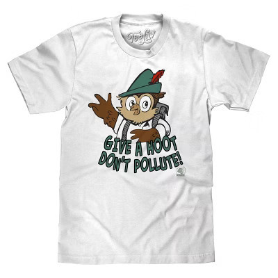 Tee Luv Woodsy Owl Give a Hoot Don't Pollute on Recycled T-Shirt - White X-Large | Target