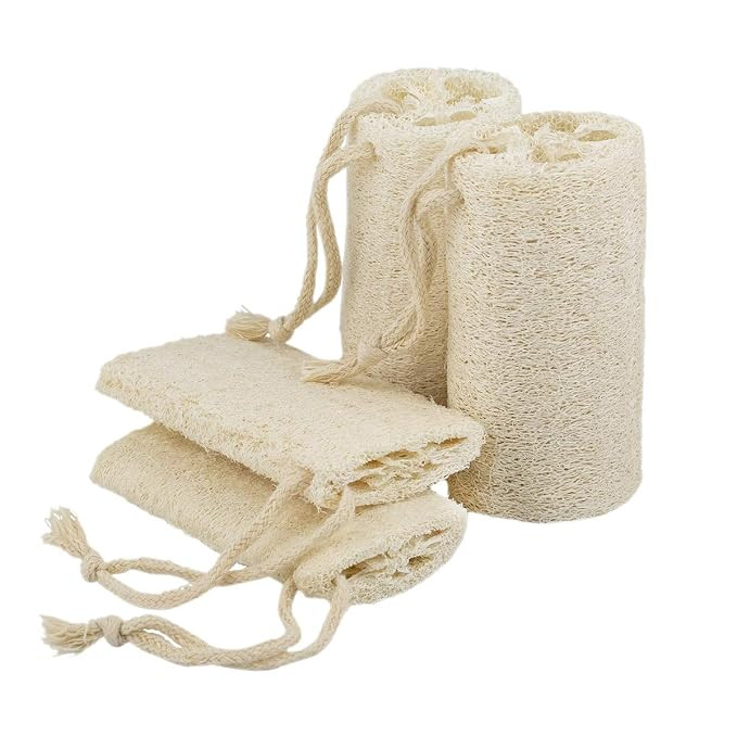 5" Natural Loofah Exfoliating Body Sponge Scrubber for Skin Care in Bath Spa Shower Pack of 4 | Amazon (US)