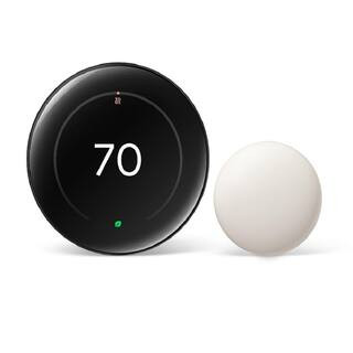 Nest Learning Thermostat (4th Gen) with Nest Temperature Sensor (2nd Gen) -  Polished Obsidian | The Home Depot