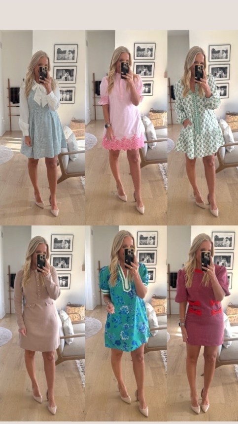 I'm 5'4 and wearing a small in everything. These dresses are so cute for shower, brunch, church, or even work! I shortened the dress on the bottom right with my stitching tool; it's actually a few inches longer than that. All available on Amazon !

#LTKOver40 #LTKmomlife #LTKootd