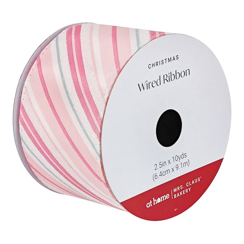 10-Yard Pink Striped Ribbon,2.5" | At Home