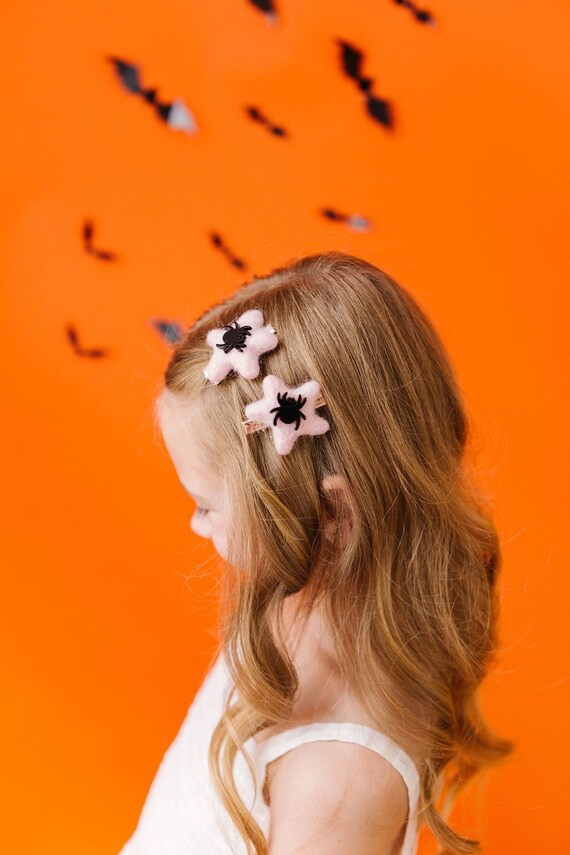 Pink Spider Halloween Pigtail Hair Clips for Toddler Girl - Etsy | Etsy (US)