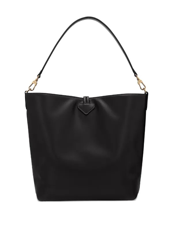 Longchamp Medium Le Roseau Leather Shoulder Bag | Black | FARFETCH UK | Farfetch Global
