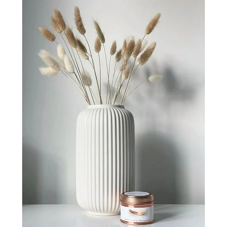 8 Inch White Ceramic Vase for Flowers & Pampas Grass, Simple Modern Decorative Vases for Home Dec... | Walmart (US)