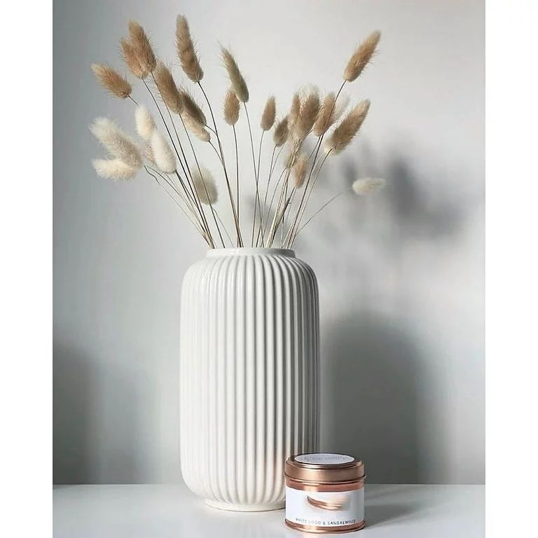 8 Inch White Ceramic Vase for Flowers & Pampas Grass, Simple Modern Decorative Vases for Home Dec... | Walmart (US)