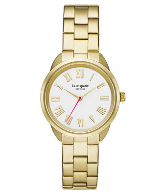 Kate Spade New York Women's Crosstown Three-Hand Gold-Tone Watch 34mm - Macy's | Macy's