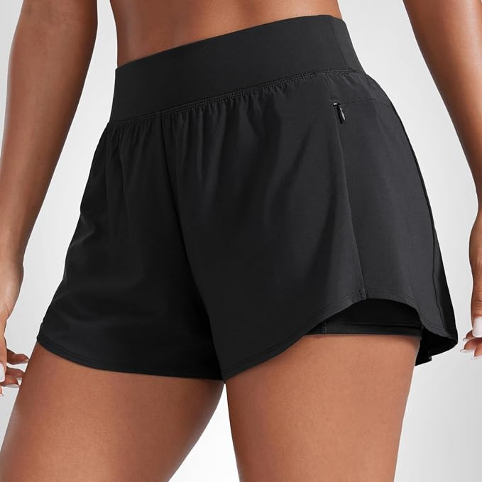 CRZ YOGA 2 in 1 Double Layer Running Shorts for Women 3" - High Waisted for Athletic Tennis Worko... | Amazon (US)