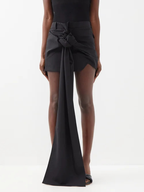 Jacquemus - Baccala Fixed-knot Wool-blend Mini Skirt - Womens - Black | Matches (US)