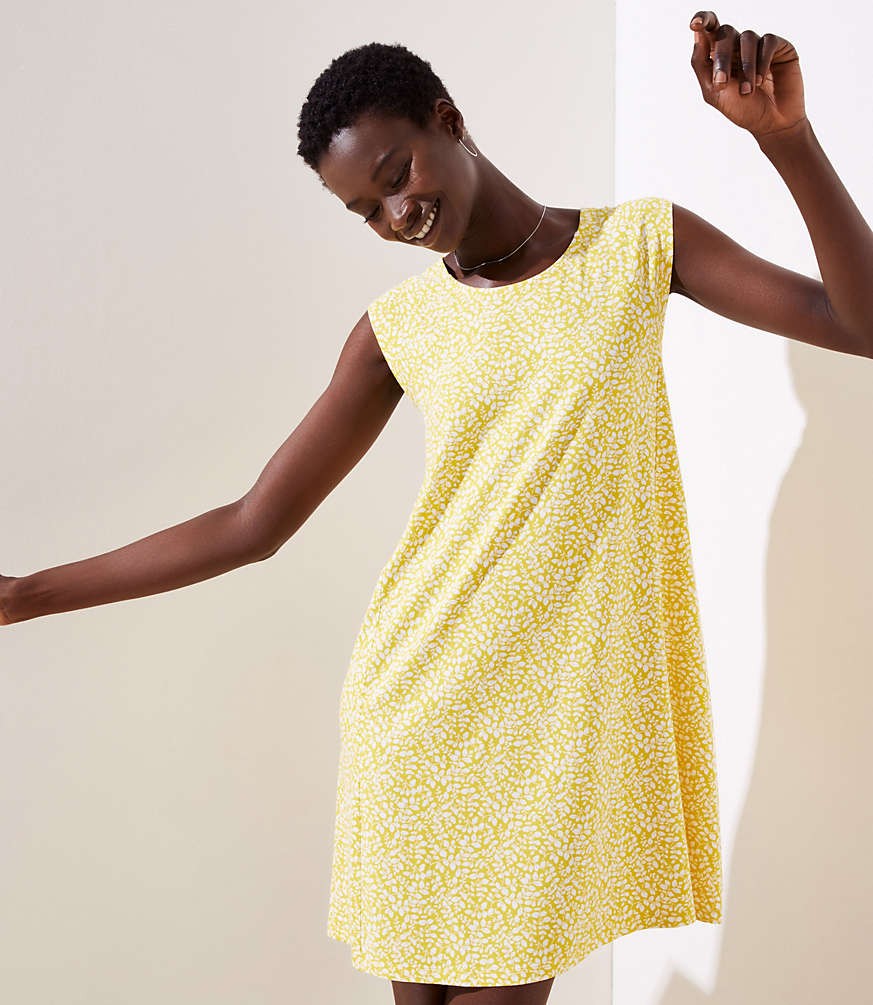Flower Cap Sleeve Swing Dress | LOFT